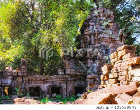 Ruins of an ancient Buddhist temple and university in the Cambodian jungle, Preah Khan. Ruins of an ancient Buddhist temple and university in the Cambodian jungle, Preah Khan. 105589945