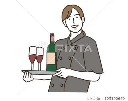 飲食店で働くアジア人の女性店員 飲食店で働くアジア人の女性店員 105590640