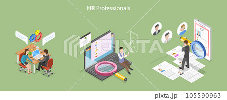 3D Isometric Flat Vector Conceptual Illustration of HR Professionals 105590963