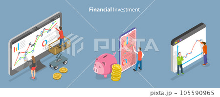 3D Isometric Flat Vector Conceptual Illustration of Financial Investment 105590965