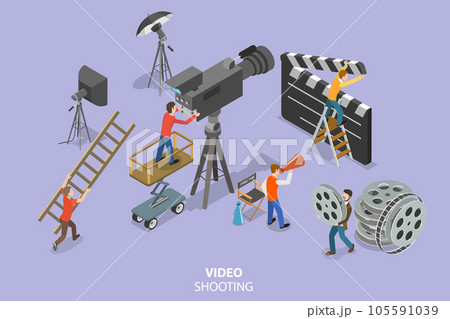 3D Isometric Flat Vector Conceptual Illustration of Video Shooting 3D Isometric Flat Vector Conceptual Illustration of Video Shooting 105591039