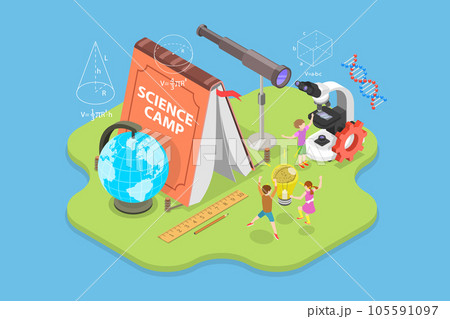 3D Isometric Flat Vector Conceptual Illustration of Science Camp 105591097