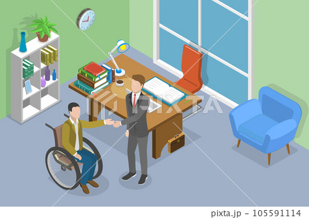 3D Isometric Flat Vector Conceptual Illustration of Hiring People With Disabilities 105591114