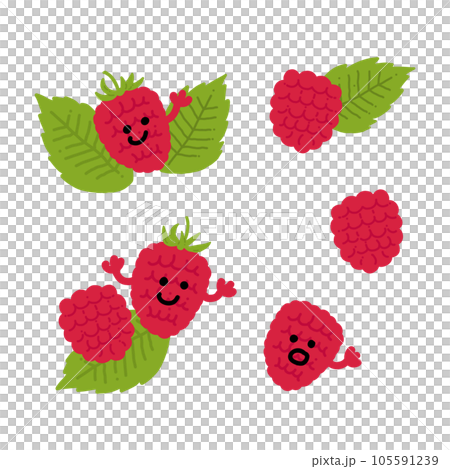 覆盆子人物手繪彩色插畫素材 105591239