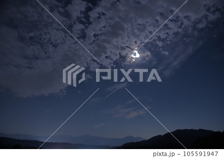 北杜市白州町、月齢23.9七月の月と木星に叢雲 105591947