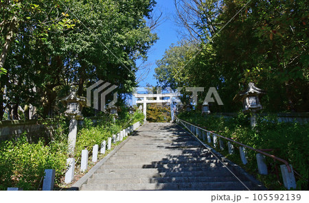 福島県 二本松市 二本松神社 石段の上の二の鳥居 福島県 二本松市 二本松神社 石段の上の二の鳥居 105592139