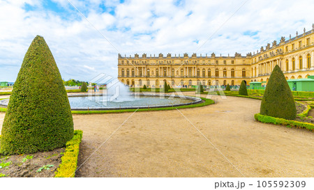 Chateau Versailles exterior view from park. Paris, France. Chateau Versailles exterior view from park. Paris, France. 105592309