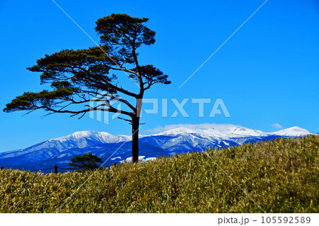 福島県 二本松市 二本松城址 本丸跡から望む安達太良連峰 福島県 二本松市 二本松城址 本丸跡から望む安達太良連峰 105592589