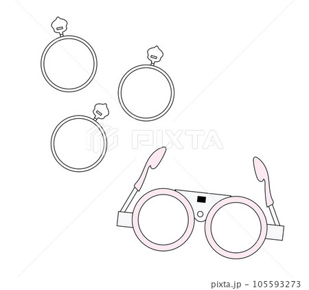 眼科の視力検査の検眼枠の線画 眼科の視力検査の検眼枠の線画 105593273