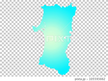 Akita prefecture map illustration marine blue light blue yellow 105593882