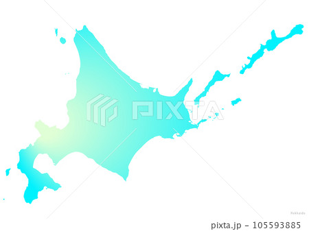 水色と黄色の北海道の道地図のイラスト 105593885