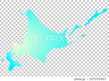 水色と黄色の北海道の道地図のイラスト 105593885