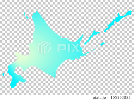 北海道 道地図のイラスト マリンブルー 水色 黄色 105593885