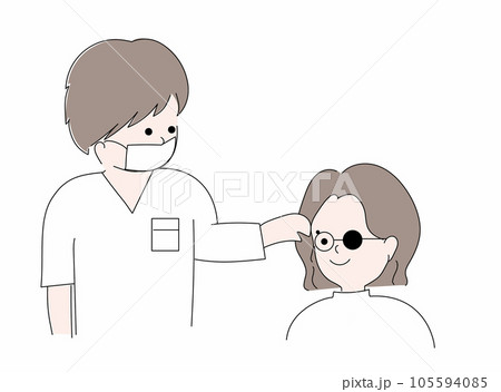 眼科で視力検査する視能訓練士・看護師 眼科で視力検査する視能訓練士・看護師 105594085