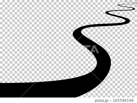曲がりくねった長い道のりのシルエット。寄り道が経験になるルート。 曲がりくねった長い道のりのシルエット。寄り道が経験になるルート。 105594140