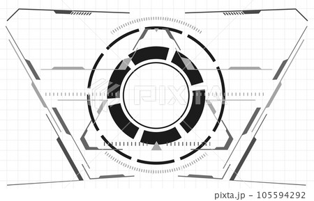 HUD sci-fi interface screen monochrome view design virtual reality futuristic technology display vector 105594292