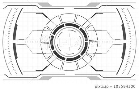 HUD sci-fi interface screen monochrome view design virtual reality futuristic technology display vector illustration. 105594300