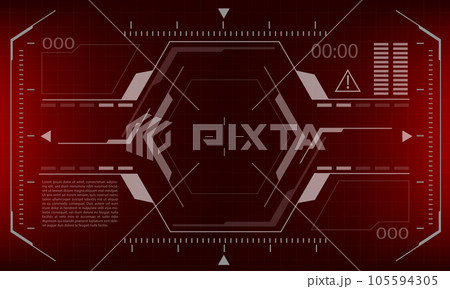 HUD sci-fi interface screen view red danger design virtual reality futuristic technology display vector 105594305
