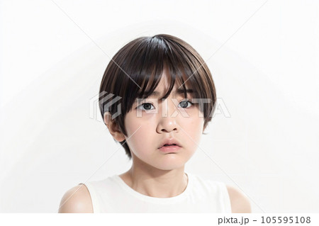 虐待され悲しい顔をした少年 AI generated 105595108