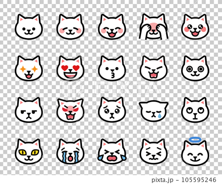Cute Cat Face Icon Set, Vectors
