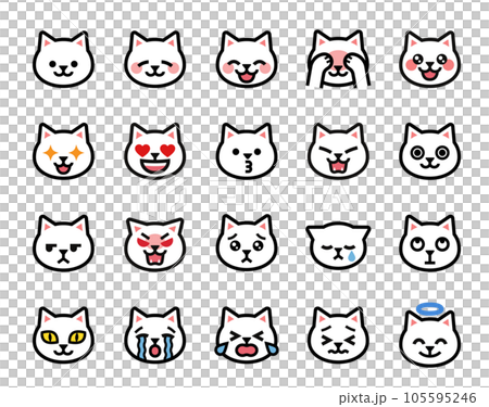 Cute Cat Face Icon Set, Vectors