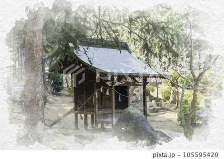 水彩画風 明王院 神社 岡山県浅口市 水彩画風 明王院 神社 岡山県浅口市 105595420