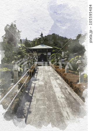 水彩画風 明王院 地蔵堂 岡山県浅口市 水彩画風 明王院 地蔵堂 岡山県浅口市 105595484