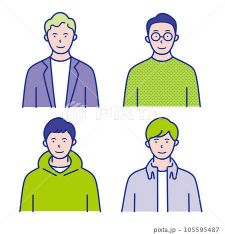 20代〜40代男性の上半身イラスト素材【セット】 105595487