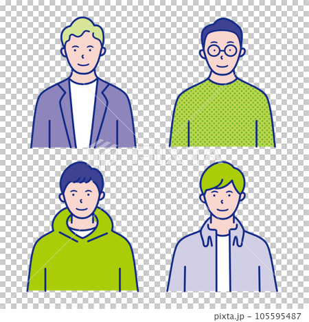 20代〜40代男性の上半身イラスト素材【セット】 105595487