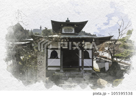 水彩画風 明王院 不動堂 岡山県浅口市 水彩画風 明王院 不動堂 岡山県浅口市 105595538
