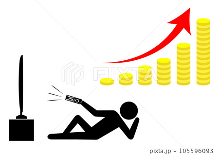 寝ていてもお金が増える「ほったらかし投資術」 FIRE＝経済的自立と早期リタイヤのイメージ。のイラスト素材 [105596093] - PIXTA