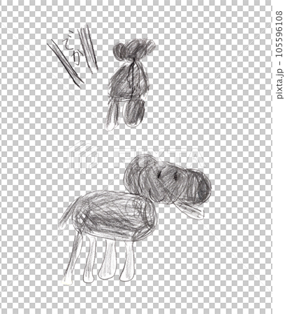 子供が描いたゾウの絵 105596108