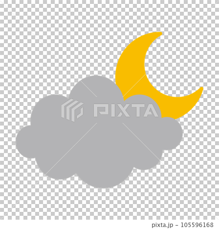 お天気アイコン（曇り時々晴れ, 月, 雲, 晴れ, 曇り） 105596168