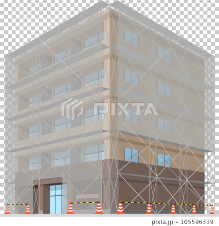 マンションと足場・外壁塗装のイラスト 105596319