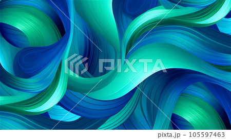 Generative AI, An abstract pattern with swirling lines in shades of blue and green 105597463
