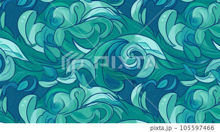 Generative AI, An abstract pattern with swirling lines in shades of blue and green 105597466