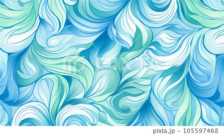 Generative AI, An abstract pattern with swirling lines in shades of blue and green 105597468