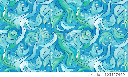 Generative AI, An abstract pattern with swirling lines in shades of blue and green 105597469
