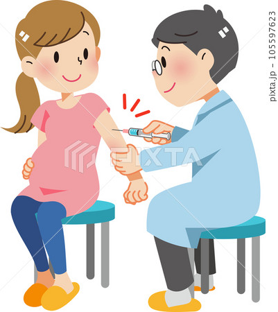 予防接種を受ける妊婦さん 105597623