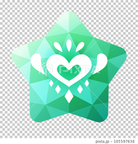 Star-shaped jewel emerald with a heart mark Star-shaped jewel emerald with a heart mark 105597638
