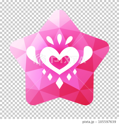 Star-shaped gem rose quartz with a heart mark Star-shaped gem rose quartz with a heart mark 105597639