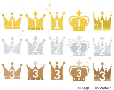 王冠とランキングの数字を組み合わせたイラスト 王冠とランキングの数字を組み合わせたイラスト 105598087