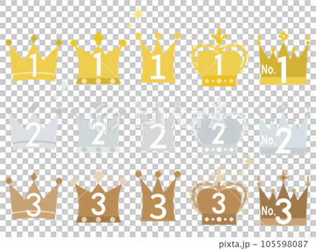 王冠とランキングの数字を組み合わせたイラスト 王冠とランキングの数字を組み合わせたイラスト 105598087