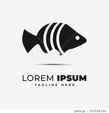 Black sea fish animal symbol food logo vector and icon concept on white background 105598100