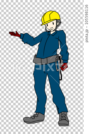 ご案内立ちポーズ作業員作業服イラスト 105598116