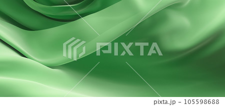 Green transparent veil. Wavy pattern. Fabric swaying in the breeze. Green transparent veil. Wavy pattern. Fabric swaying in the breeze. 105598688