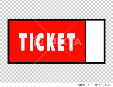 シンプルなチケットの　右に縦線　赤 105599190