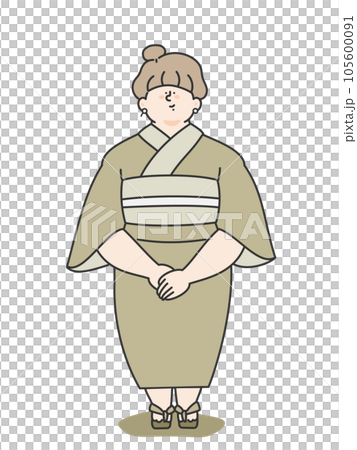 Illustration of a woman in a yukata Illustration of a woman in a yukata 105600091