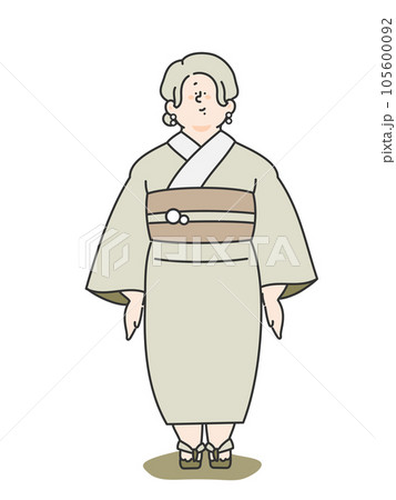 浴衣姿の女性　イラスト 105600092