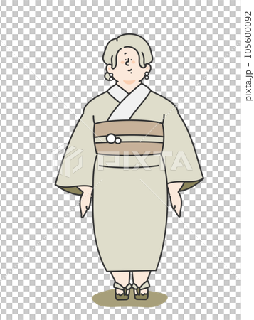 浴衣姿の女性　イラスト 105600092